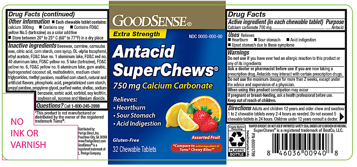 Pill Identification Images of Goodsense Antacid Fruit Chews Size